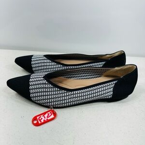 Semwiss Womens White Ballet Pointed Toe Flats Comfortable Casual Black White 9,5